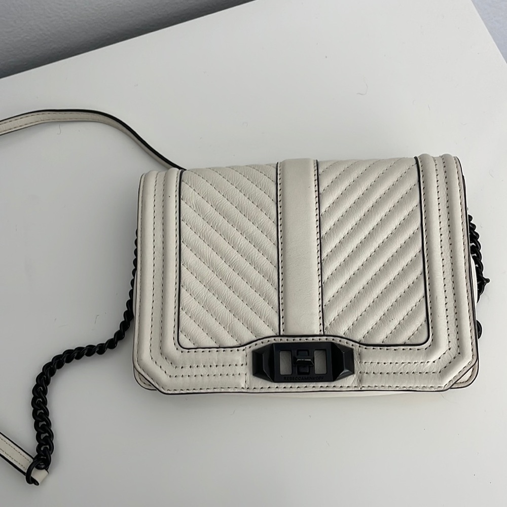 Rebecca minkoff white crossbody with black hardware